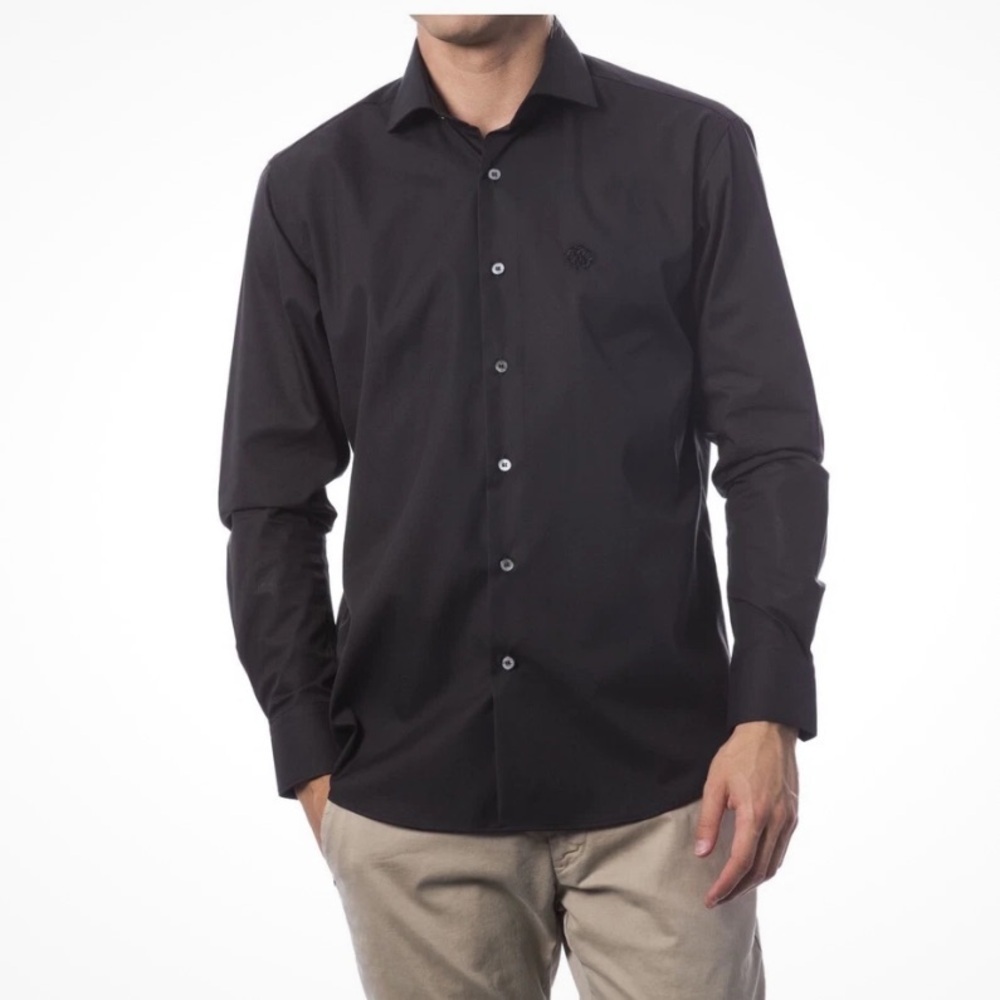 Roberto Cavalli Black Dress Shirt Size L